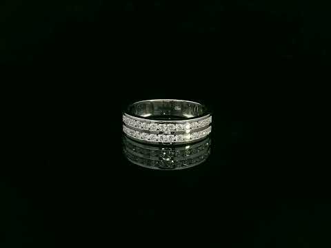 18K white gold diamond channel-set band with double rows of round diamonds by Emirates Diamonds