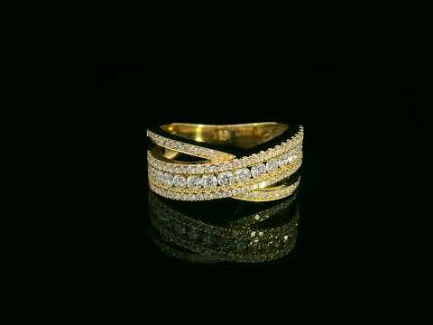 18K yellow gold diamond wrap ring with triple-row crossover design, 1.03ct natural diamonds – Emirates Diamonds