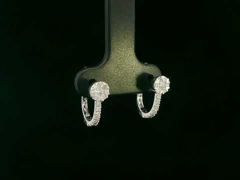 18K white gold diamond cluster hoop earrings with 0.33 carat pavé diamonds