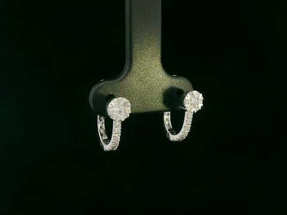 18K white gold diamond cluster hoop earrings with 0.33 carat pavé diamonds