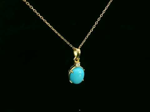 18K yellow gold turquoise pendant with 1.75ct turquoise and 0.03ct diamond – Emirates Diamonds