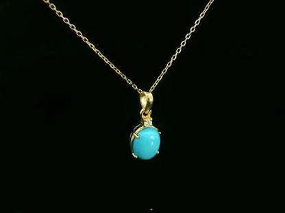 18K yellow gold turquoise pendant with 1.75ct turquoise and 0.03ct diamond – Emirates Diamonds