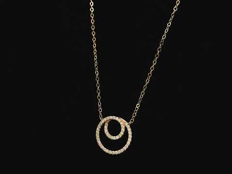 Diamond double circle pendant necklace in 18K rose gold with 0.41 carat natural diamonds