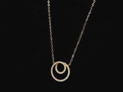 Diamond double circle pendant necklace in 18K rose gold with 0.41 carat natural diamonds