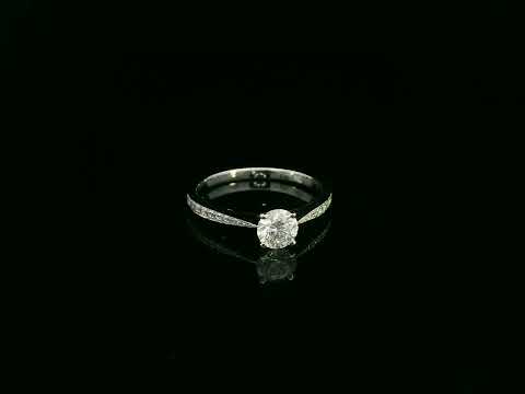 18K white gold diamond solitaire engagement ring with pavé band – 0.55 carat GIA diamond by Emirates Diamonds
