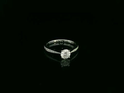18K white gold diamond solitaire engagement ring with pavé band – 0.55 carat GIA diamond by Emirates Diamonds