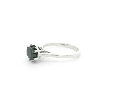 Black Diamond Solitaire Ring in 18K White Gold