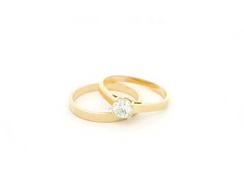 Diamond bridal ring set in 18K yellow gold with 0.51 carat IGI certified solitaire diamond – Emirates Diamonds