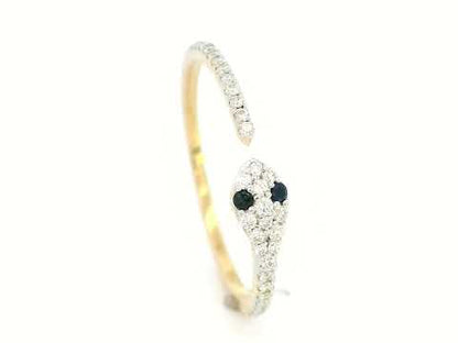 Exquisite 18K Gold Snake Design Diamond and Sapphire Ring