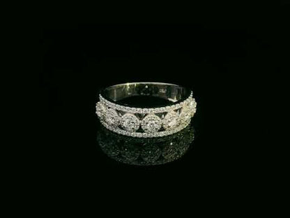 18K White Gold Multi-Row Diamond Band Ring