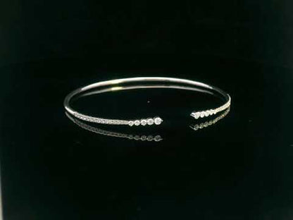 18K Gold Open Diamond Bangle Bracelet – Elegant Minimalist Design