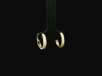 Diamond Huggie Hoop Earrings in 18K Yellow Gold | Pavé Diamond Earrings