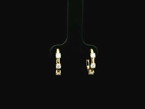18K yellow gold diamond hoop earrings with round brilliant diamonds totaling 0.36 carat