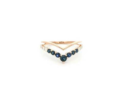 Sapphire & Diamond Chevron Ring in 18K Rose Gold