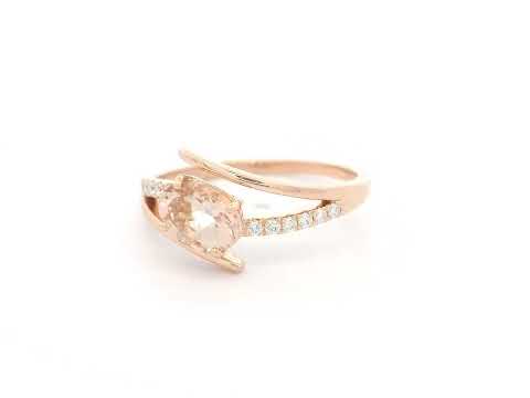 18K rose gold oval morganite and diamond crossover ring 0.81 carat by Emirates Diamonds