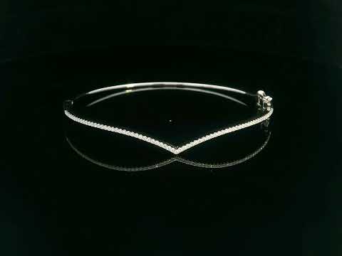 18K gold V-shape bangle bracelet with 0.34 carats of round-cut diamonds, featuring a modern tapered silhouette and minimalist design.
