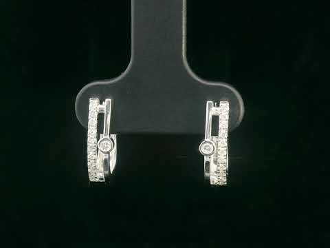 Two-row 18K white gold huggie earrings with pavé and bezel-set diamonds