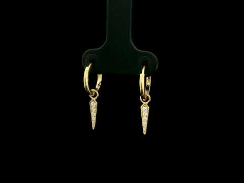 18K yellow gold convertible diamond hoop earrings with removable pavé diamond spike charms, natural diamonds, minimalist luxury fine jewellery by Emirates Diamonds.