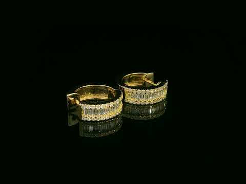 18K yellow gold diamond huggie hoop earrings – 0.57ct diamonds by Emirates Diamonds