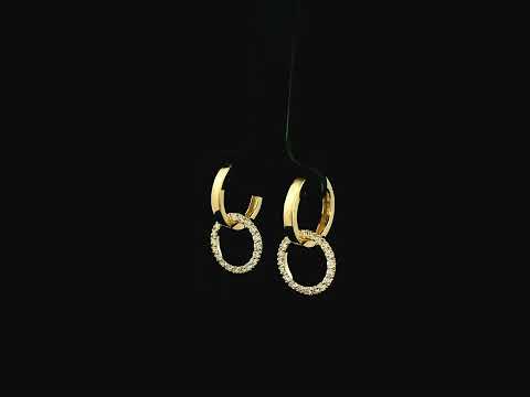 Convertible diamond hoop earrings in 18K yellow gold with detachable pavé diamond circles