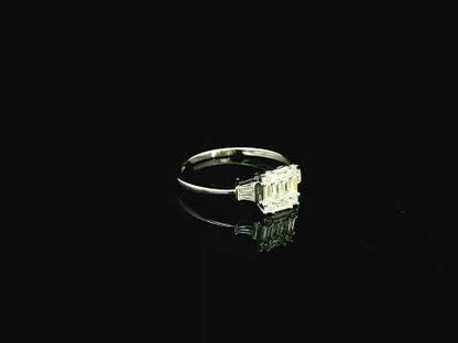 18K white gold ring with round and baguette diamonds 0.30 carat by Emirates Diamonds