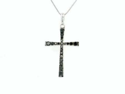 Black Diamond Cross Pendant with 0.36 Carats of Black Diamonds In 18k Gold