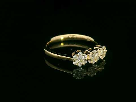 18K yellow gold diamond cluster trio ring – 0.34ct diamonds by Emirates Diamonds