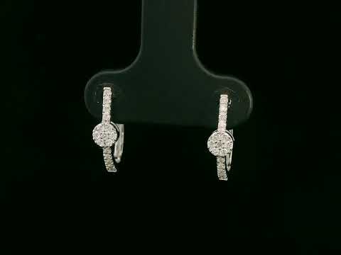 18K white gold diamond hoop earrings with pavé-set natural diamonds, elegant everyday fine jewelry by Emirates Diamonds.