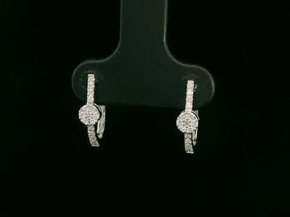 18K white gold diamond hoop earrings with pavé-set natural diamonds, elegant everyday fine jewelry by Emirates Diamonds.