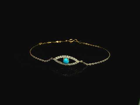 Turquoise evil eye diamond bracelet in 18K yellow gold by Emirates Diamonds