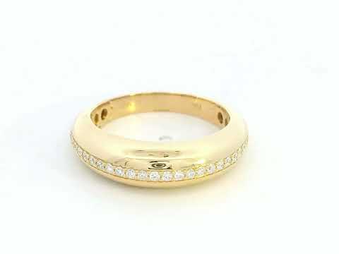 18K Yellow Gold Modern Domed Half-Eternity Diamond Wedding Band for men and women