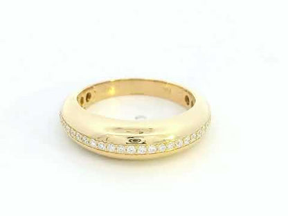 18K Yellow Gold Modern Domed Half-Eternity Diamond Wedding Band for men and women