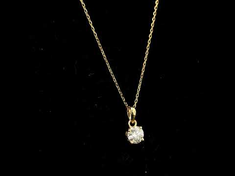 18K yellow gold solitaire pendant featuring a 0.70 carat GIA certified round brilliant natural diamond in a classic four-prong setting, supplied without a chain.