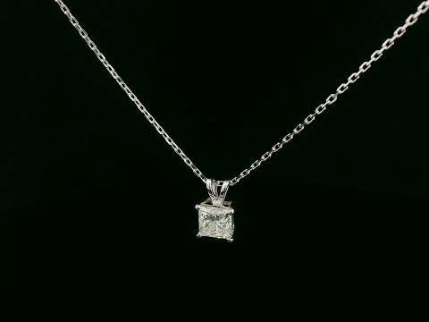 18K white gold solitaire pendant with 1.01 carat princess cut diamond, IGI certified