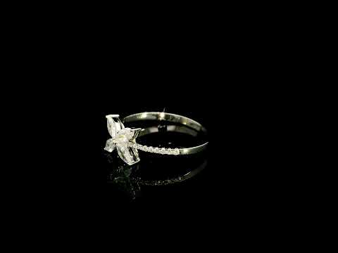Marquise diamond butterfly ring in 18K white gold with diamond band