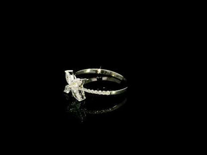 Marquise diamond butterfly ring in 18K white gold with diamond band