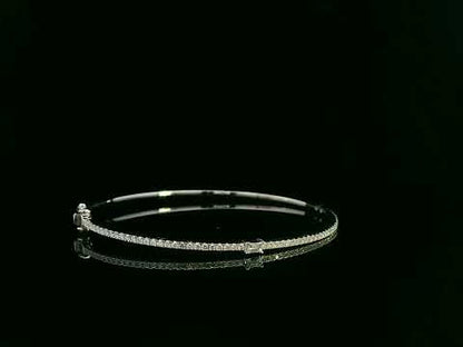 18k White Gold Diamond Bangle With Round and Baguette  Diamonds | Elegant Fine Jewelry