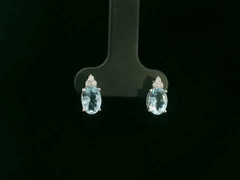 Oval aquamarine and diamond cluster earrings in 18K white gold by Emirates Diamonds