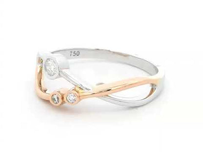 18K Gold Two-Tone Diamond Ring – Contemporary Open-Style Design with 0.11 Carats