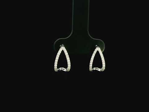18K white gold diamond teardrop earrings featuring 0.25 carat natural diamonds in an elegant open teardrop design with butterfly push back closures.