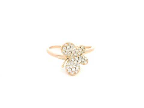 Pavé diamond butterfly ring in 18K rose gold delicate feminine design