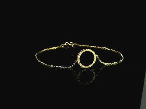 18K yellow gold diamond circle bracelet with pavé set natural diamonds