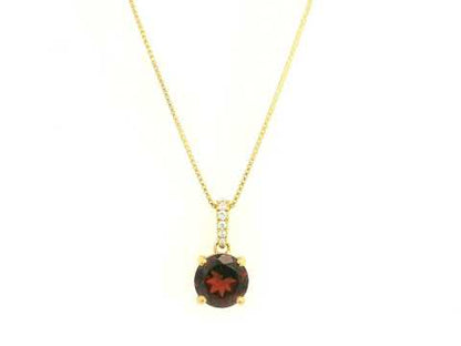 Round garnet and diamond pendant 2.03ct set in 18K yellow gold by Emirates Diamonds