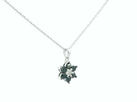 18k white gold flower pendant with black and white diamonds – 