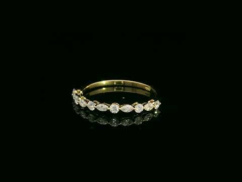 18K yellow gold diamond band featuring alternating marquise and round diamonds – elegant stackable fine jewelry by Emirates Diamonds.
