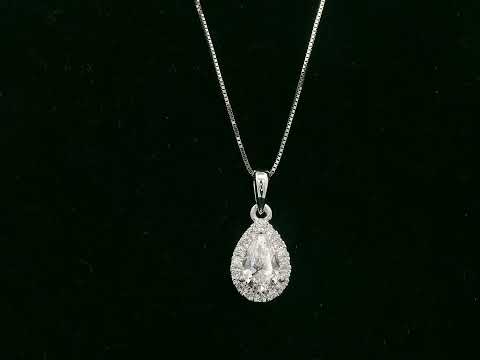 18K white gold pear diamond pendant with 0.51ct D SI1 GIA diamond and 0.14ct halo – Emirates Diamonds
