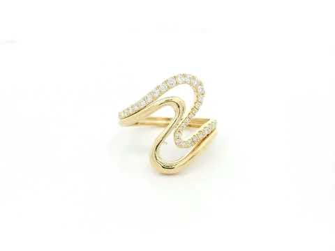 Diamond statement ring with sculptural design in 18K yellow gold by Emirates Diamonds