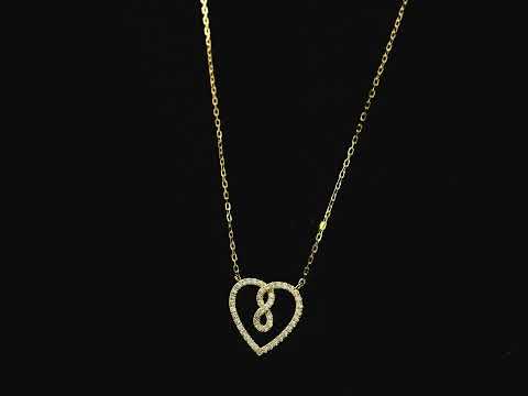 Diamond infinity heart pendant necklace in 18K yellow gold by Emirates Diamonds