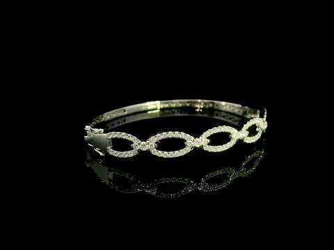 Diamond loop bangle in 18K white gold with repeating diamond-set open loops across the front.