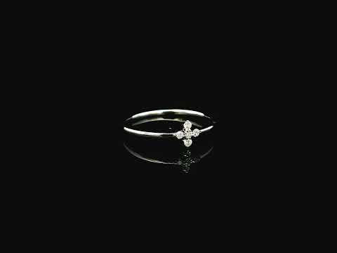 Dainty diamond floral cluster ring in 18K white gold minimal design